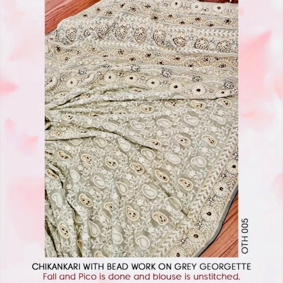 Designer Heavy Work Chikankari Saree - Picture 1 of 3